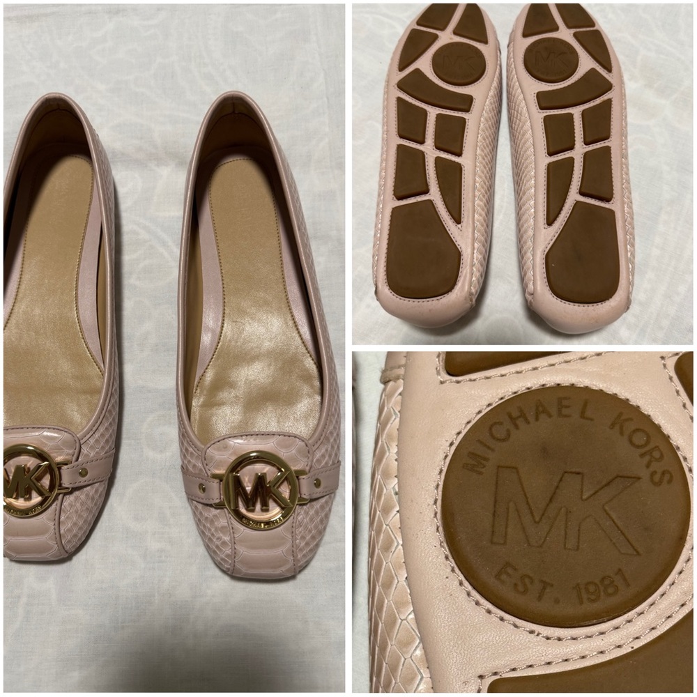 Michael Kors Light Pink Loafers with Gold Logo